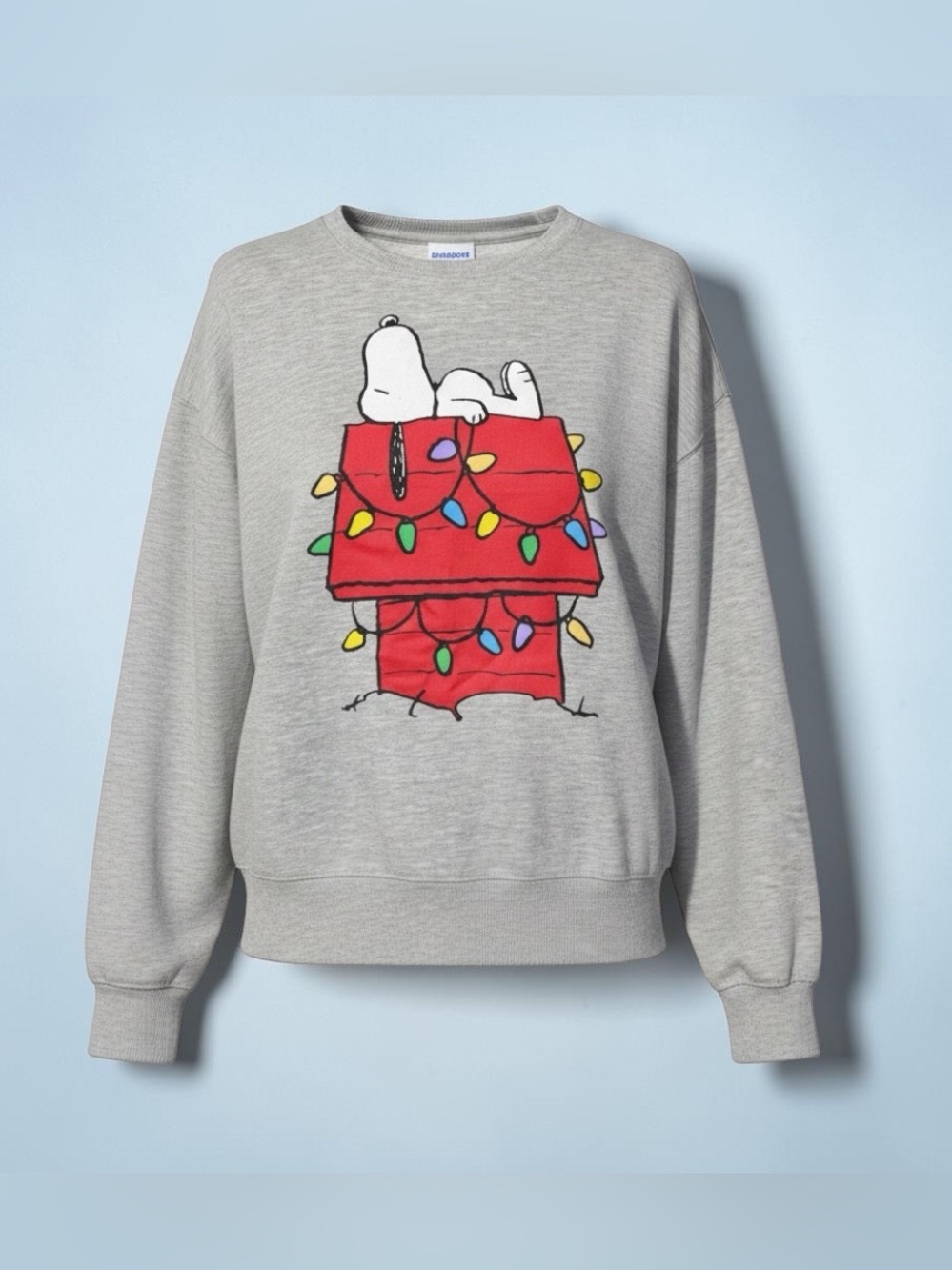 Peanuts Gray Sweatshirt with Red Doghouse Graphic